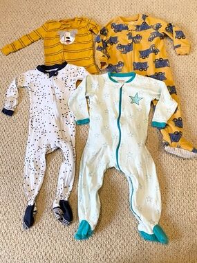 Baby Boy Toddler Sleeper Lot 18 month Tuffy Burt’s Bees Carters Clothing Bundle